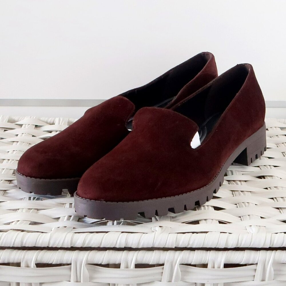 Easy Spirit Brown Suede Leather Lug Sole Low Heel Loafers Slip-on Orthotic Shoes - Picture 4 of 16